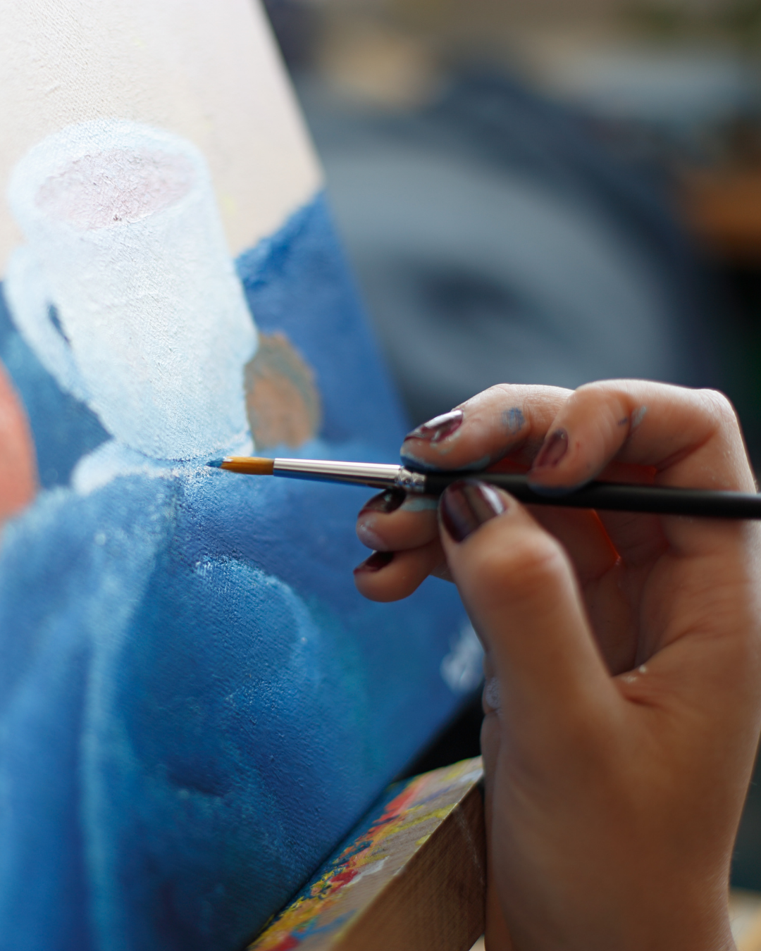 Close-up painting in canvas